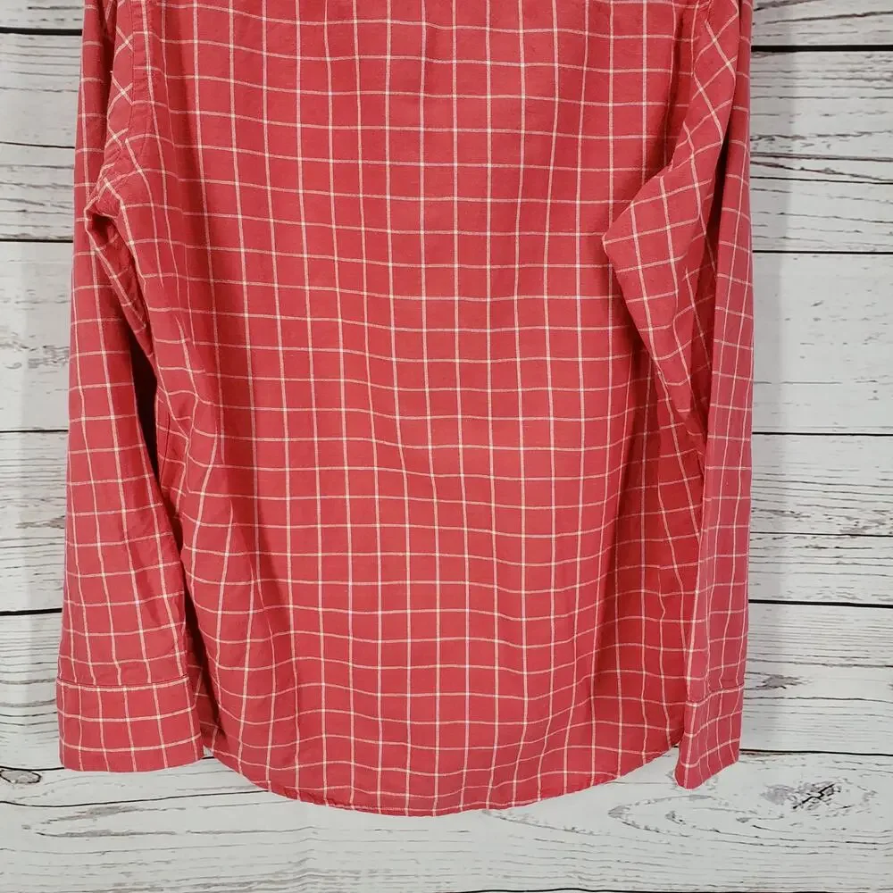 Banana Republic Coral Pink Linen blend Button Up Long Sleeve Shirt Size L